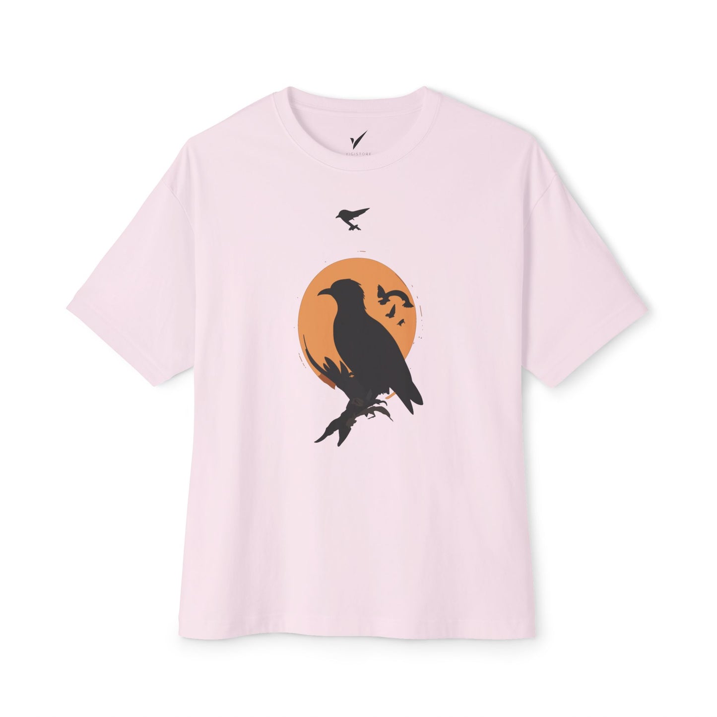 Unisex Oversized Boxy Tee - Stylish Raven Design for Nature Lovers