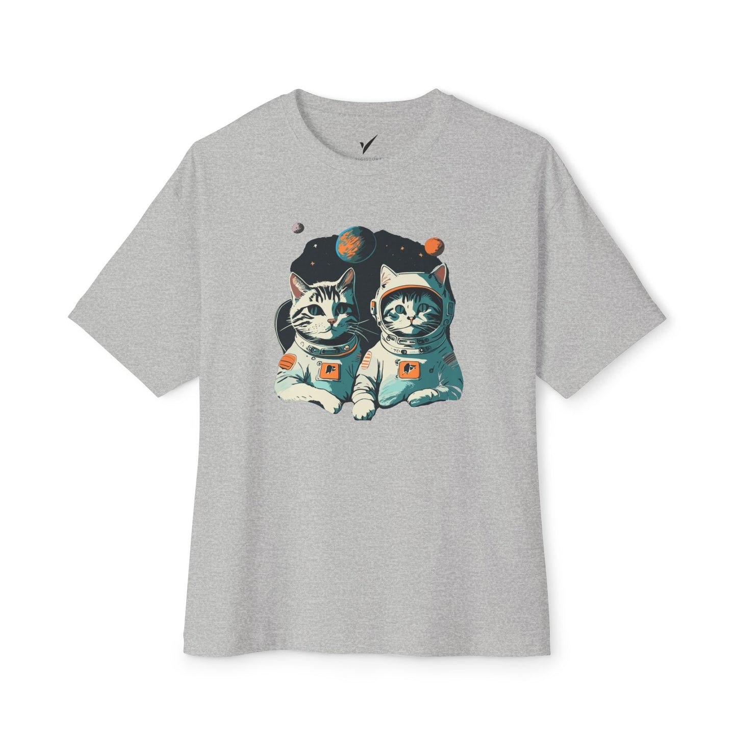 Cute Cat Astronauts Unisex Oversized Tee