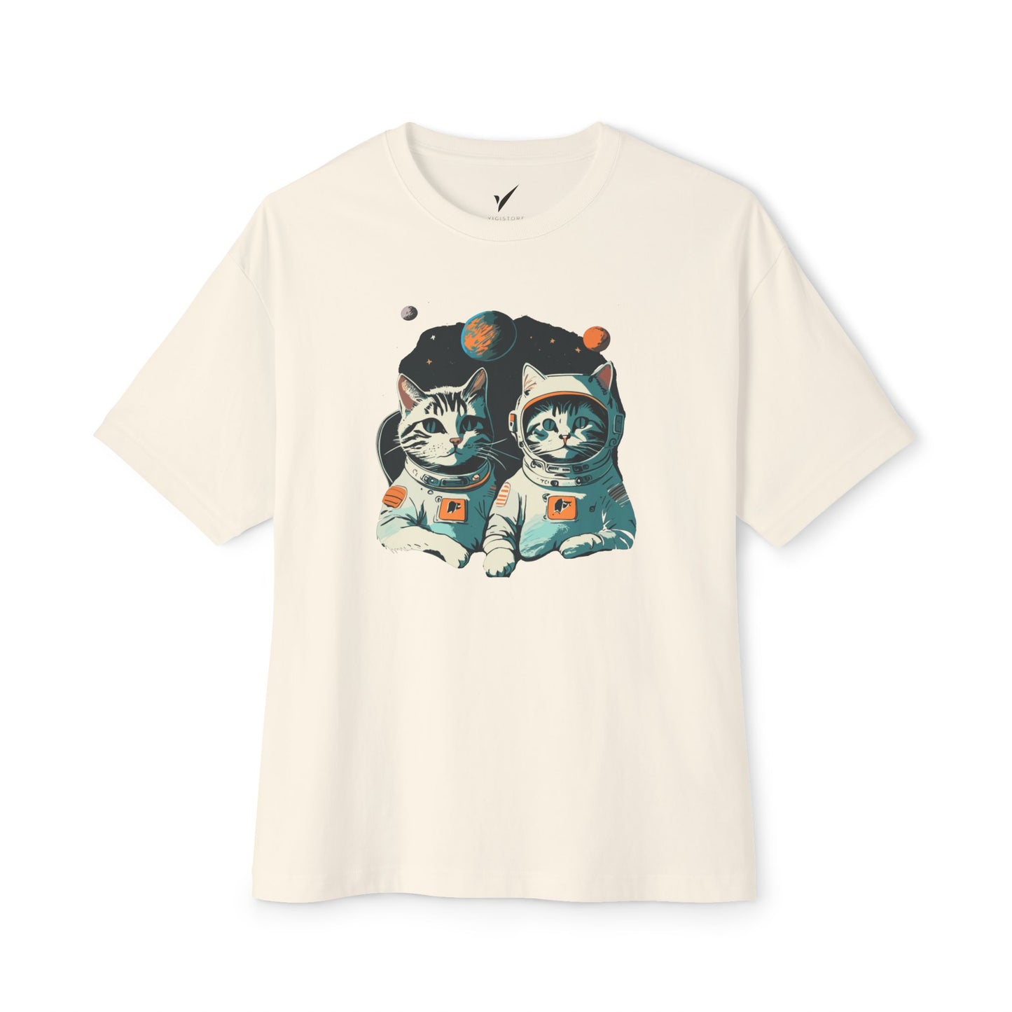 Cute Cat Astronauts Unisex Oversized Tee