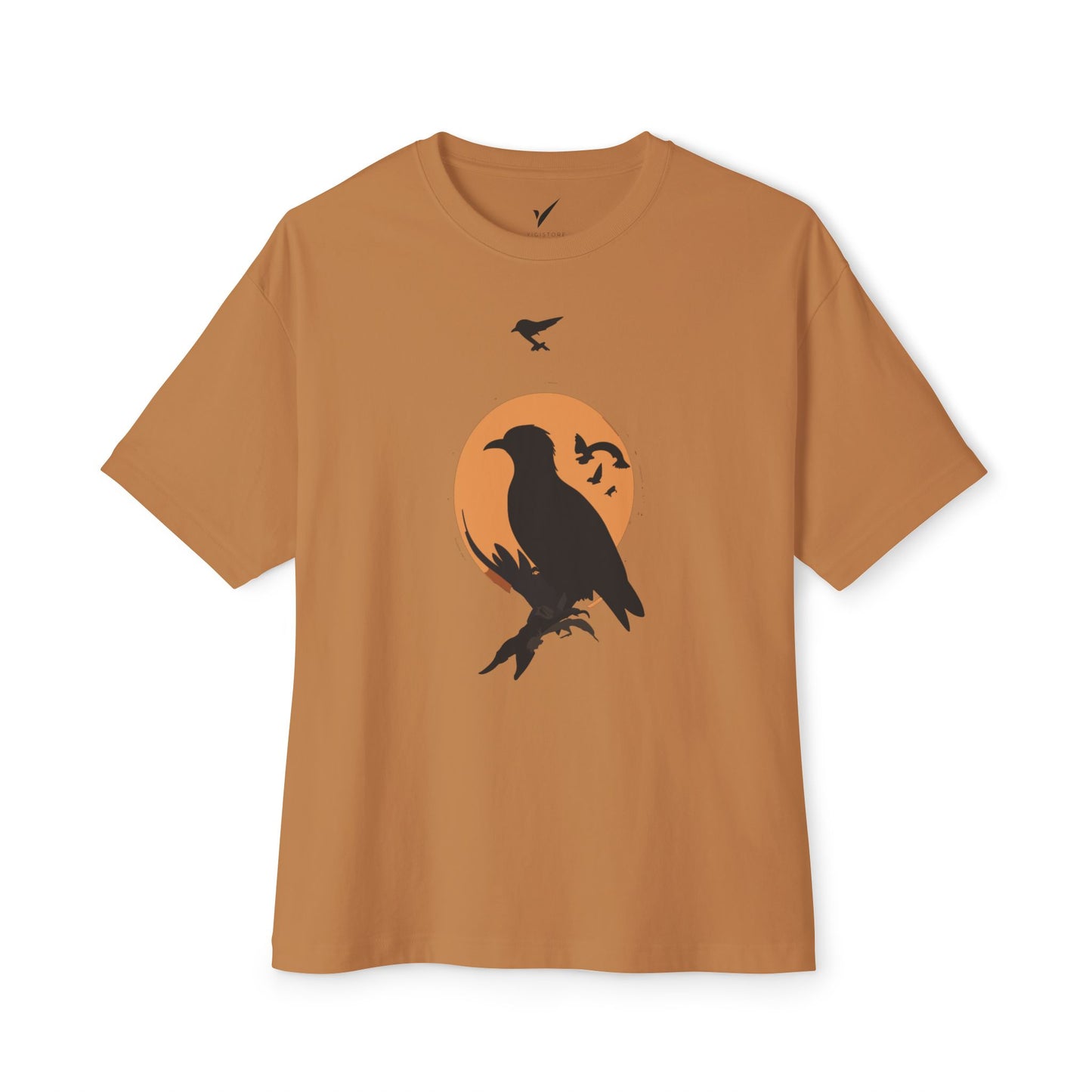 Unisex Oversized Boxy Tee - Stylish Raven Design for Nature Lovers