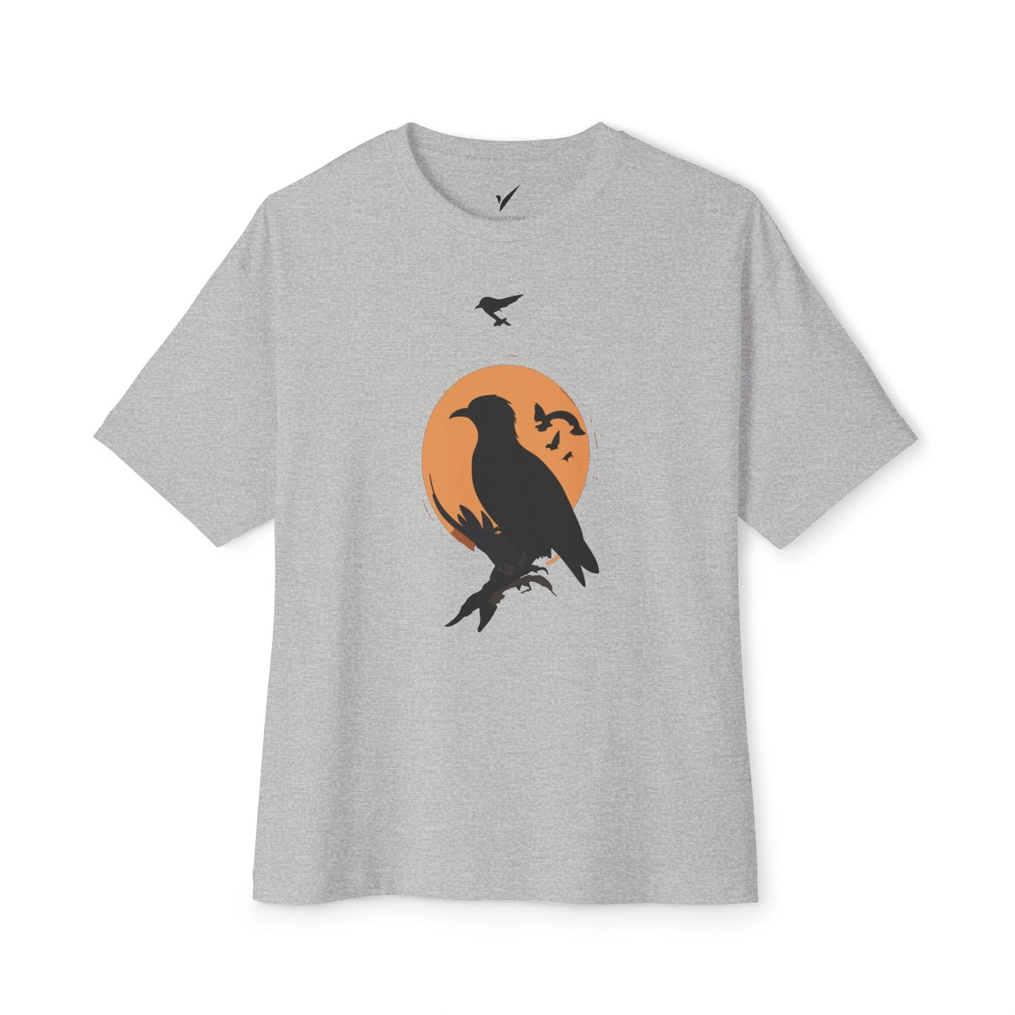 Unisex Oversized Boxy Tee - Stylish Raven Design for Nature Lovers