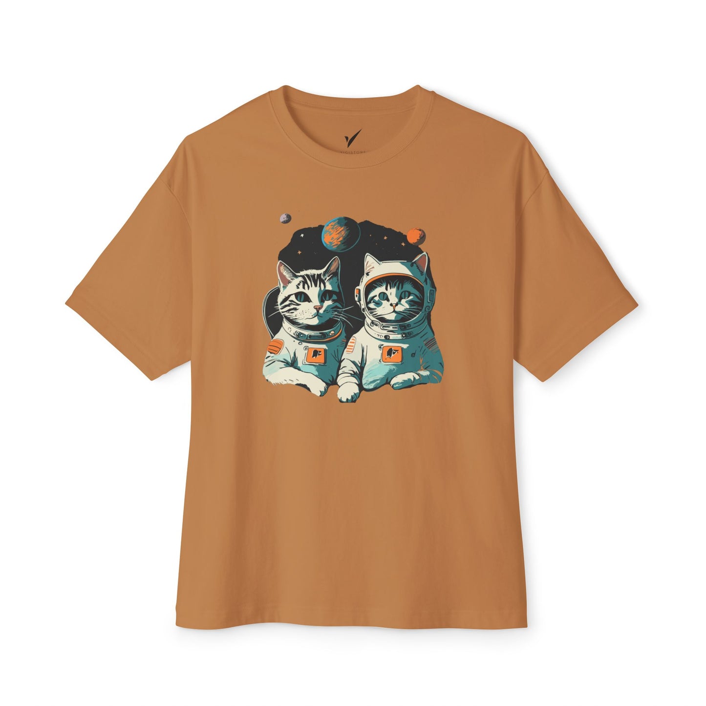 Cute Cat Astronauts Unisex Oversized Tee
