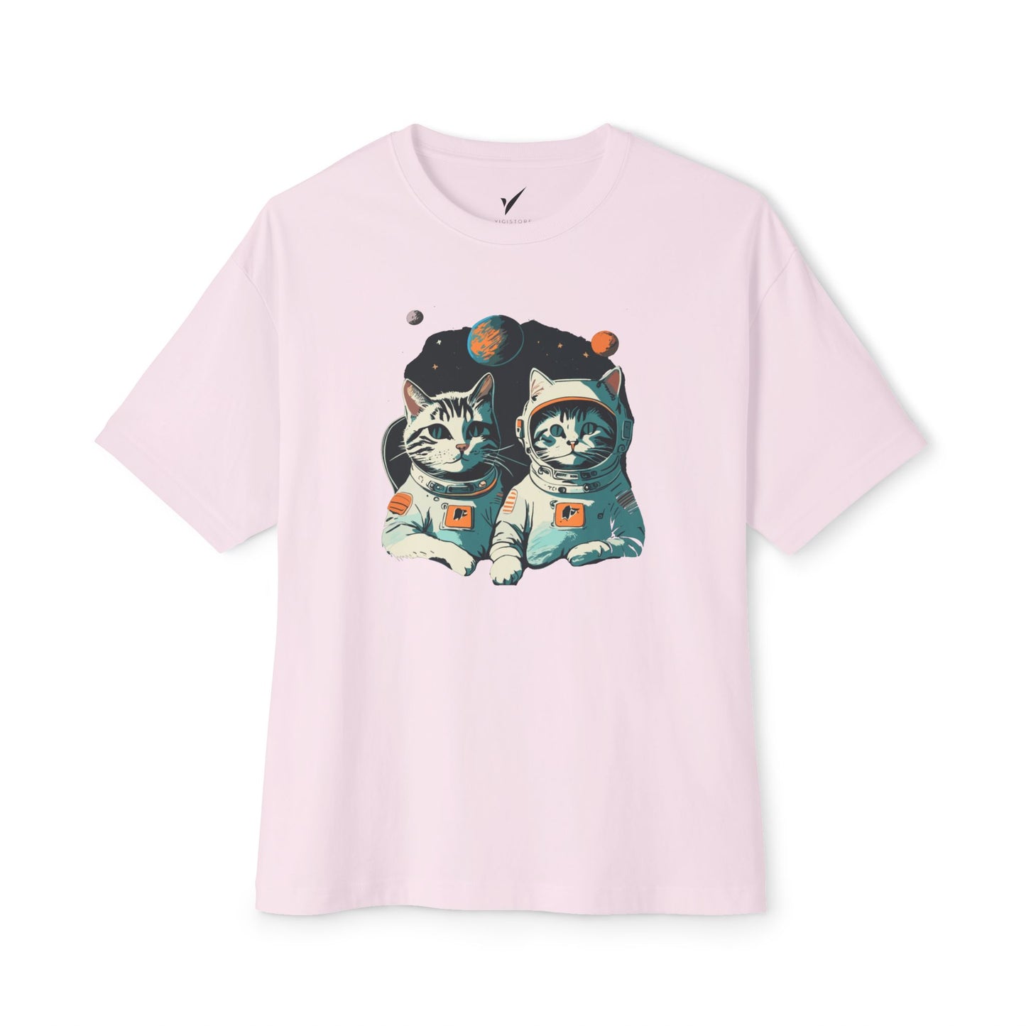 Cute Cat Astronauts Unisex Oversized Tee