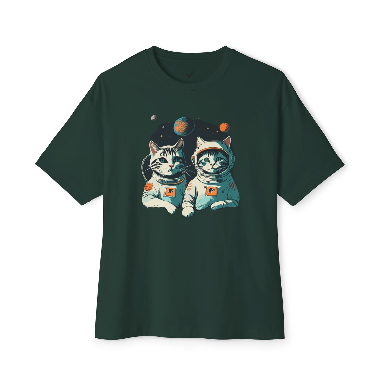Cute Cat Astronauts Unisex Oversized Tee